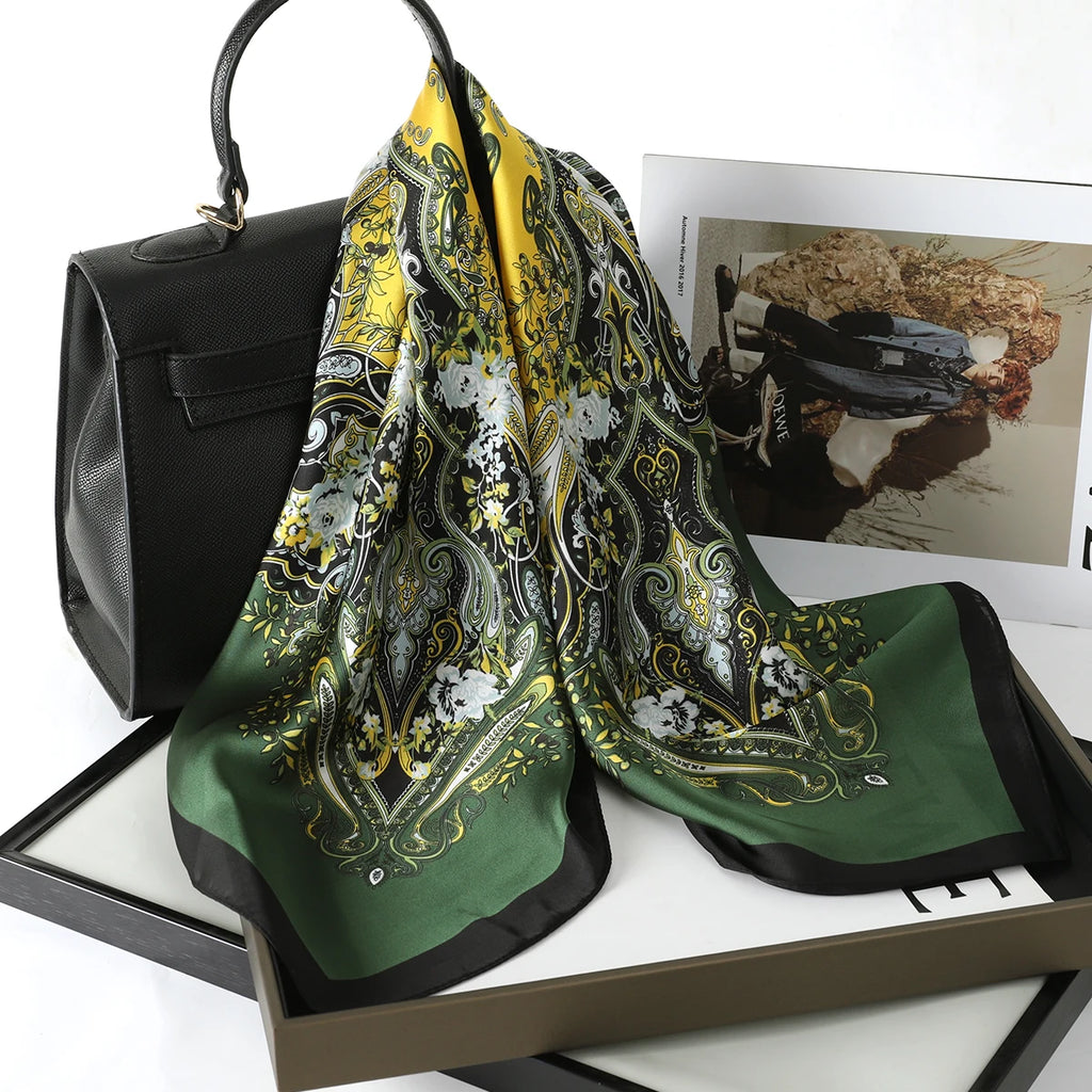 Fashion Scarves for Women Shawl Print Silk Satin Hijab Scarf Female Bandana 70*70cm Luxury Brand Square Shawls Scarfs For Ladies