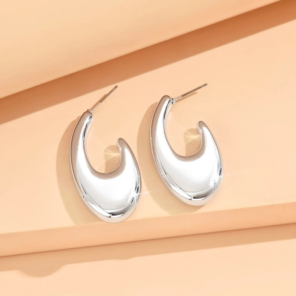 серьги Geometric Irregular Metallic Color Earrings for Women 2024 Minimalist Style Personality Earrings Trendy Jewelry Gift