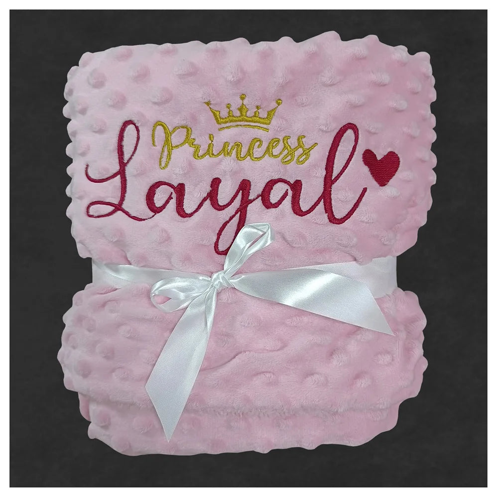Personalized Baby Blanket with Name for Newborn Boys and Girls Custom Minky Fleece Toddler Crib Stroller Blanket Birthday Gift