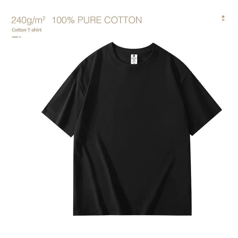 100% Cotton Men’s T‑Shirt | High‑End Breathable Summer Casual Round Neck Tee