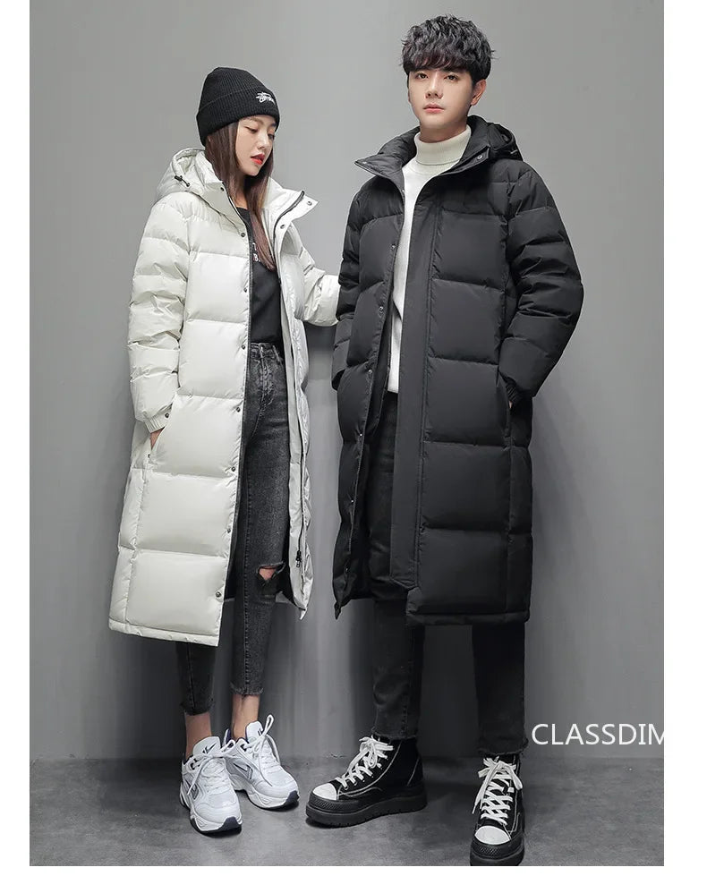 New Winter Duck Down Coats Men Hooded Long Puffer Jackets Unisex Casual Parkas Quality Couples Outdoor Windproof Warm Jackets 3X