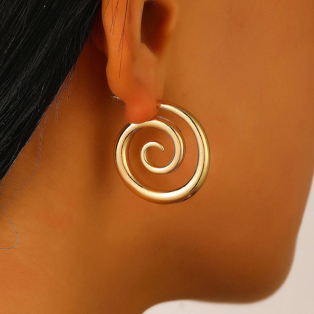 Fashion Metal Texture Conch Spiral Stud Earrings Women Waterproof Stainless Steel Beach Seaside Holiday Summer Jewelry Gifts ﻿