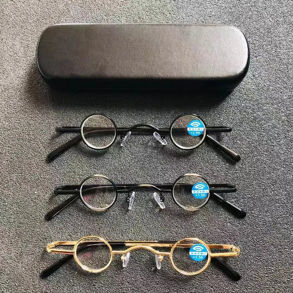 cubojue small round reading glasses +100 +150 +200 +250 +300 glass lens narrow nerd spectacles eyeglasses frames