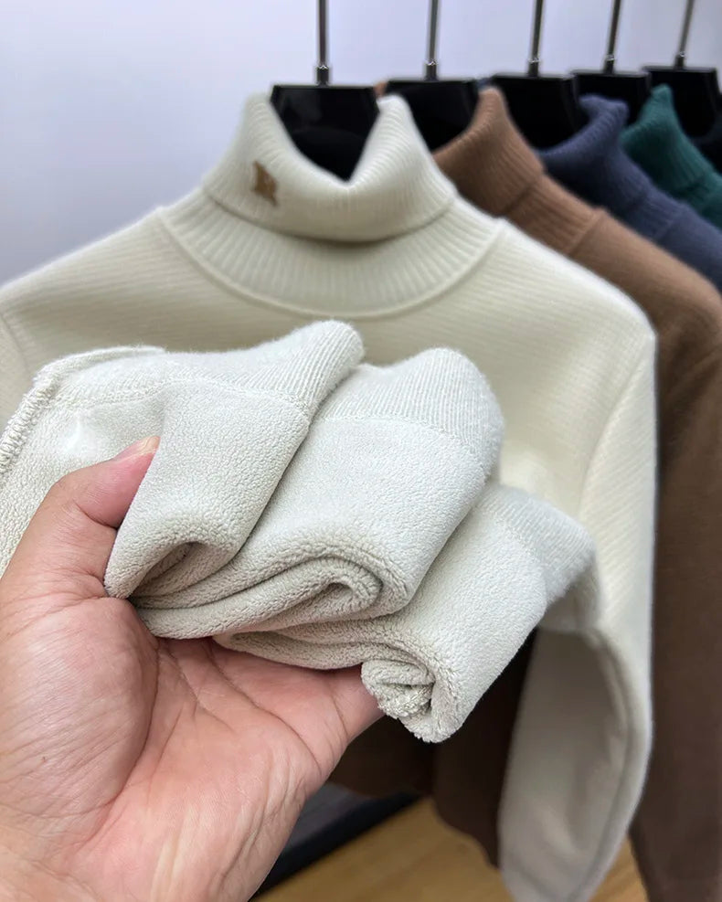 Luxury High‑Neck R‑Embroidery Sweater