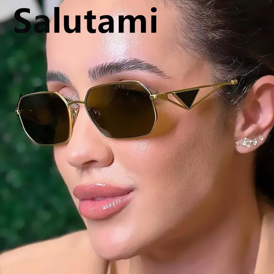 unique small square alloy triangle leg sunglasses for women new fashion brand elegant gradient sun glasses ladies sexy shades