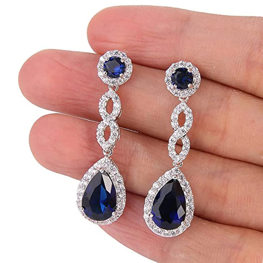 925 SIlver Needle Blue CZ Butterfly Stud Earrings Rhinestone Flower Female Women Party Silver Needle Jewelry Girls Best Gift