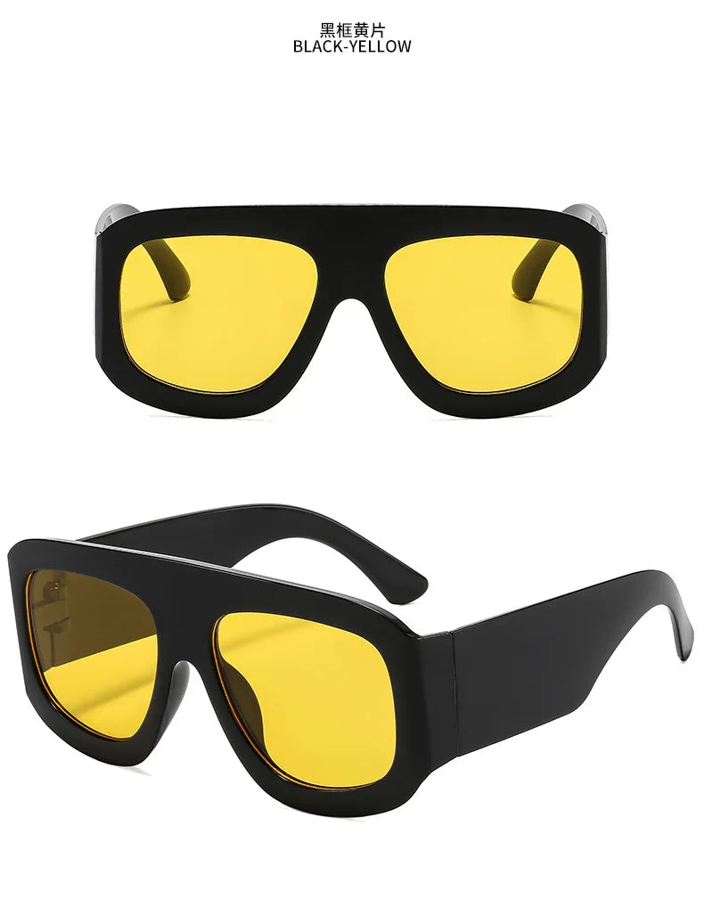 Vintage Exaggerated Square Sunglasses — Unisex Retro Rectangle Eyewear for Women & Men