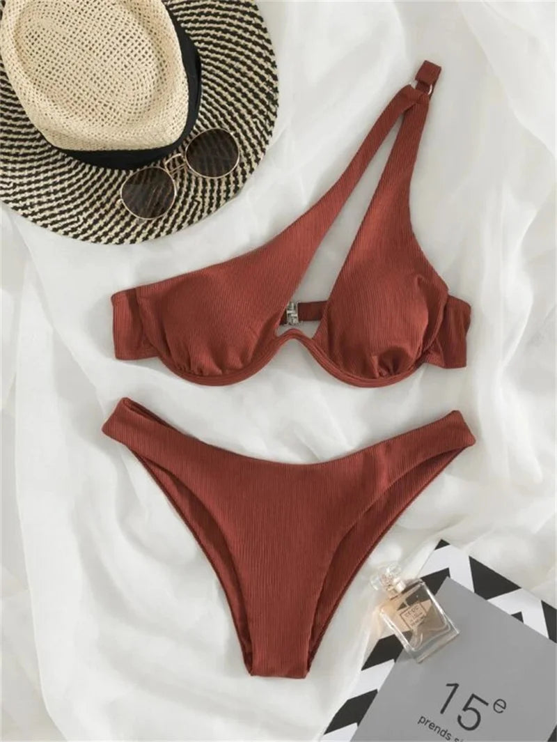One‑Shoulder Push‑Up Micro Bikini