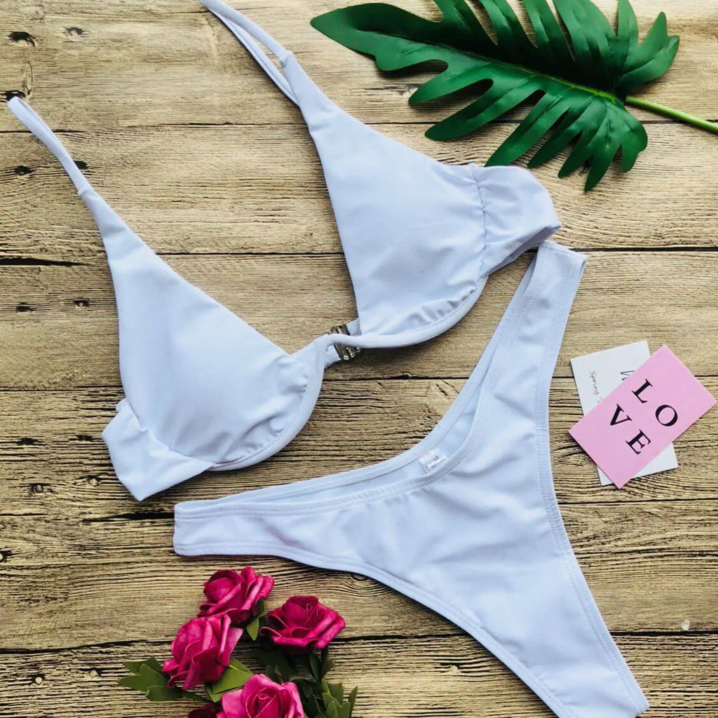 Women’s V‑Bar Underwire Bikini – V‑Shape Wire Two‑Piece Swimsuit S–XL (V439)