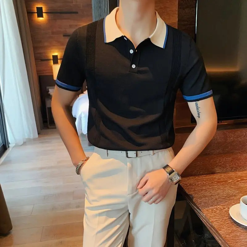 Korean Trendy Knit Polo Shirt