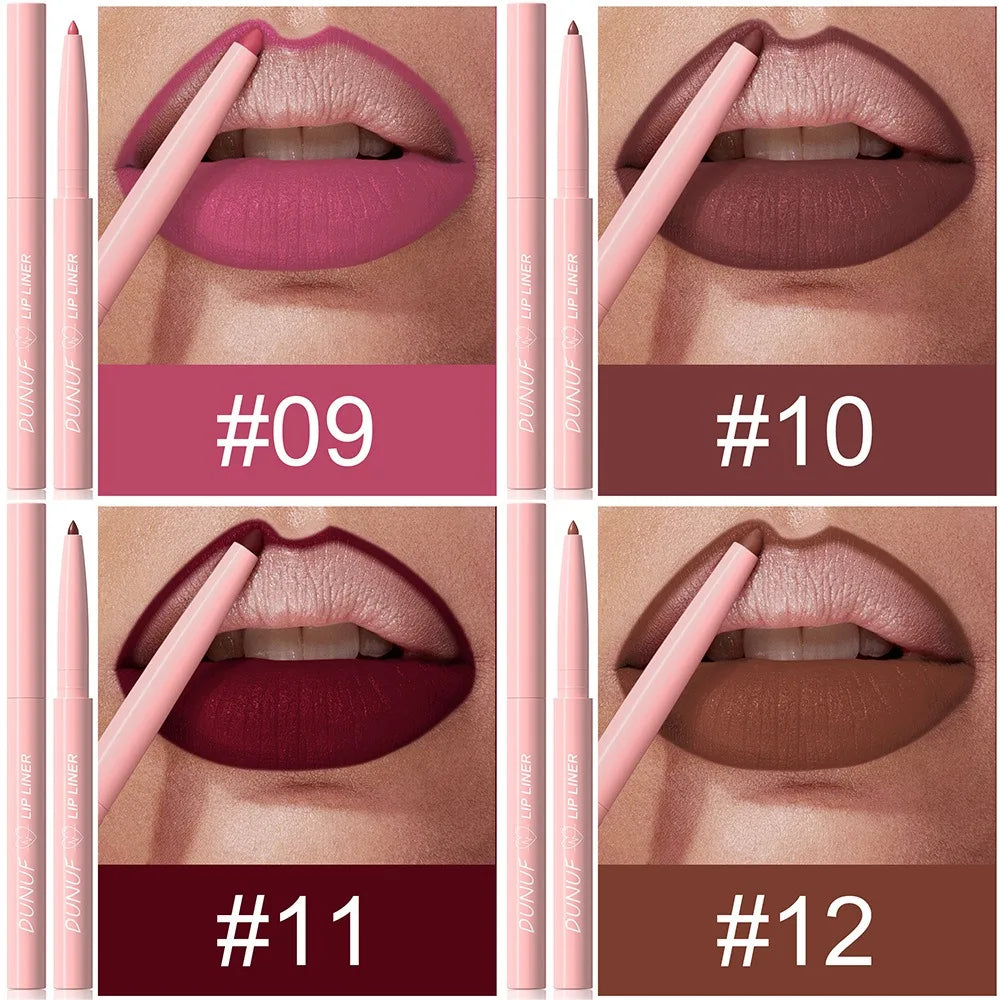 Tapered Nib Lip Liner Pencil Long-Lasting Matte Creamy Plumping Lip Stain Waterproof Natural Nude Brown Slim Lip Liner Makeup