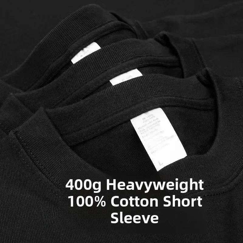 Heavyweight Pure Cotton Oversized T‑Shirt – Tianqing Color Unisex Summer Loose‑Fit Streetwear Tee