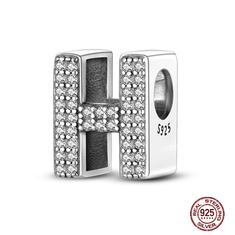 Fit Pendant Original Bracelets Charms Plata De Ley 925 Silver 26 A-Z Alphabet Letters Charm Beads For Women DIY Birthday Jewelry
