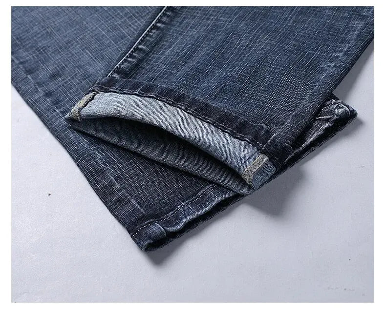 Men’s Straight Stretch Jeans – Business‑Casual Work Denim Pants | Classic Blue & Black