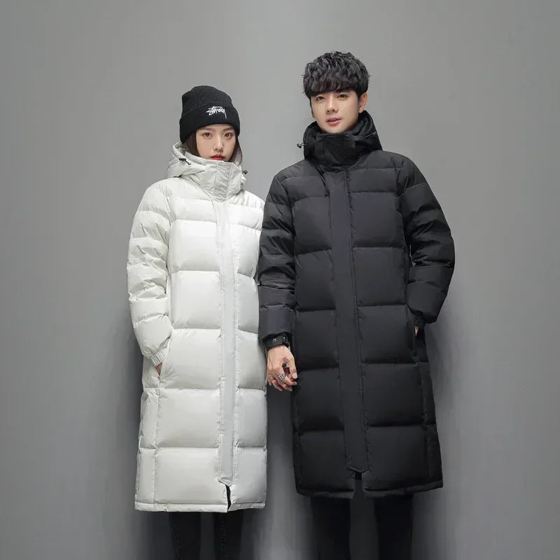 New Winter Duck Down Coats Men Hooded Long Puffer Jackets Unisex Casual Parkas Quality Couples Outdoor Windproof Warm Jackets 3X