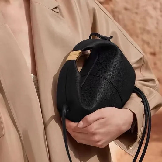 2025 new cowhide bento bag light luxury women's bag small luxury lychee grain hand-held crossbody bag