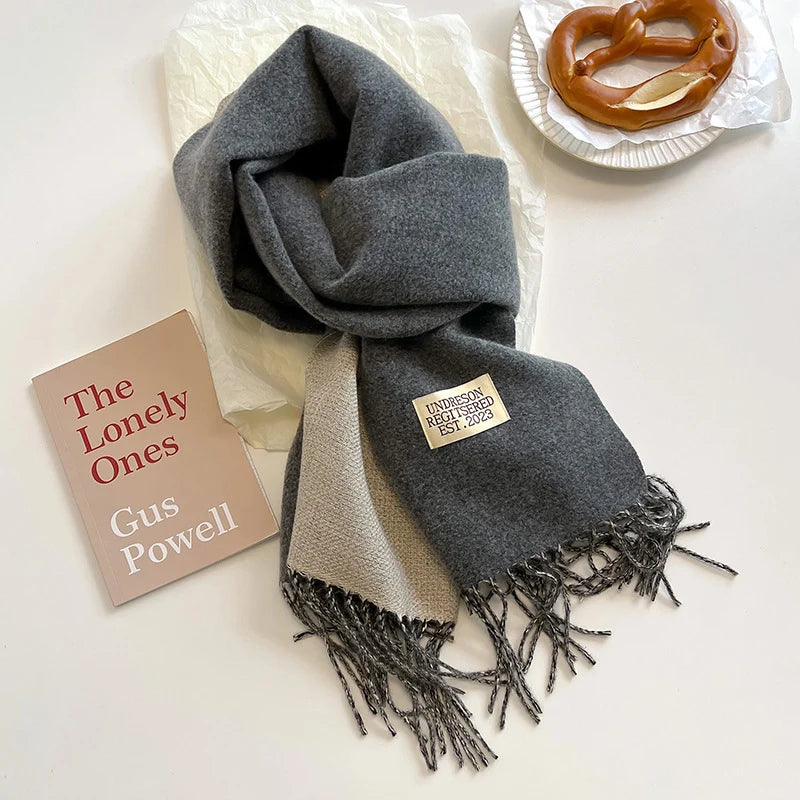 Fashion Solid Cashmere Warm Scarf New Design Pashmina Winter Double Side Diffrent Color Shawl Wraps Bufanda with Tassel Blanket