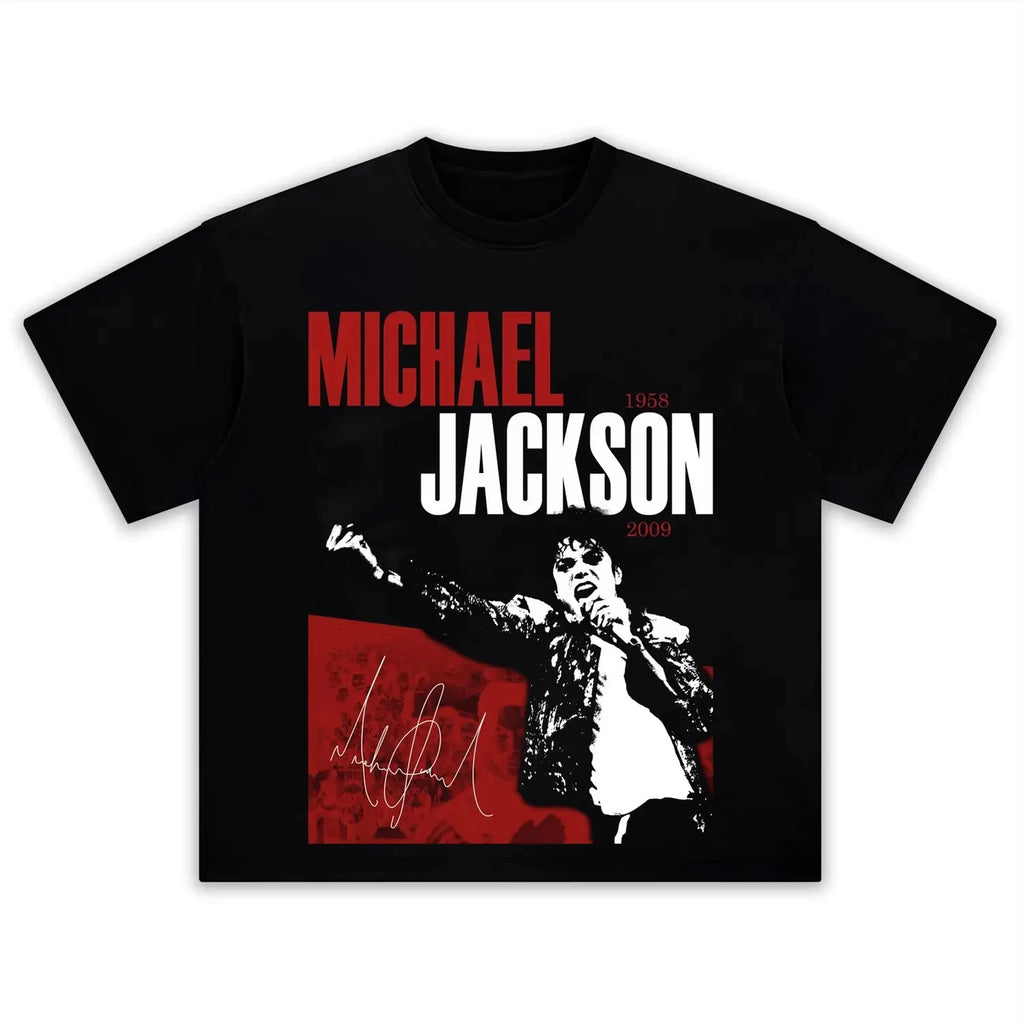 Michael Jackson Portrait Graphic T‑Shirt – 100% Cotton Retro Unisex Hip Hop Tee for Summer Streetwear