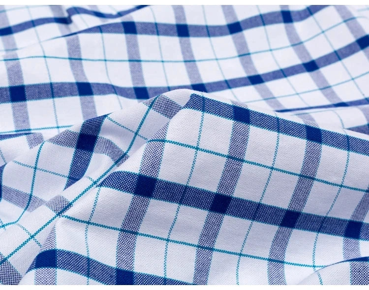 2024 New Quality Men's Social Shirt Long Sleeve 100% Pure Cotton Oxford Soft Plaid Formal Male Clothes Oversized Shirt S-7XL