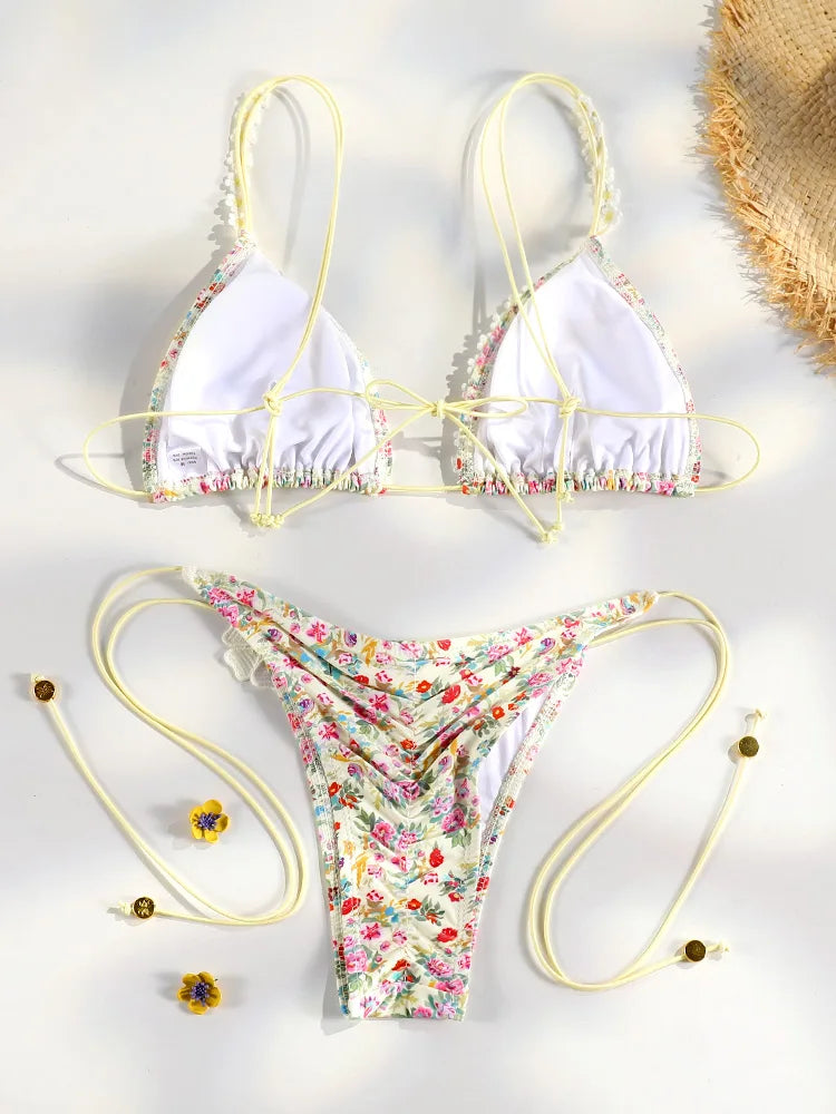 Triangle Lace Micro Thong Bikini