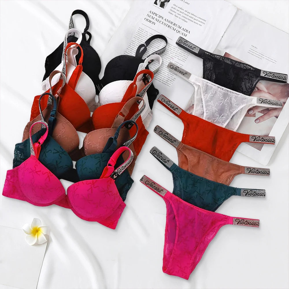 Victoria's Secret Women's New Sexy Lingerie Sporty Classic Padded Adjustable push up Lingerie Underwear Set Bras and Panty Set