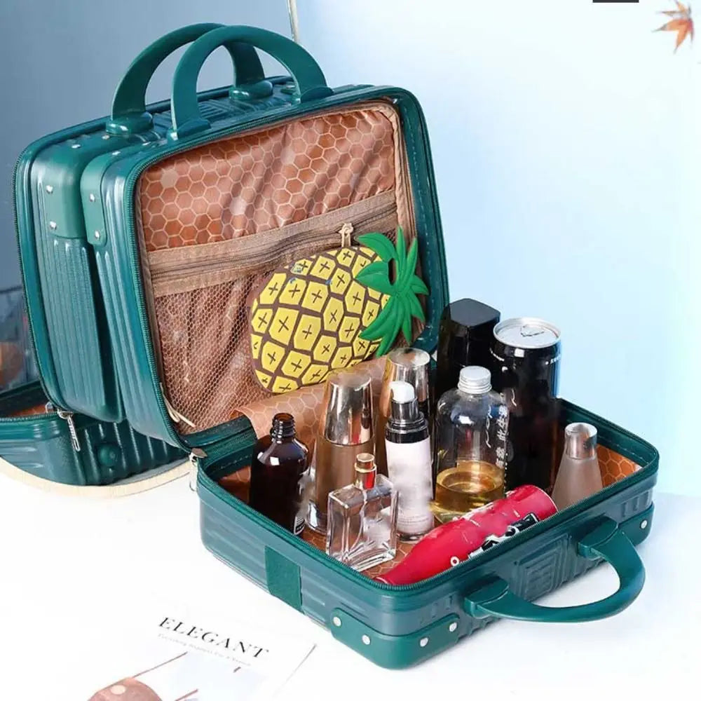 Mini Travel Cosmetic Suitcase – Durable Makeup Organizer Box with Lock