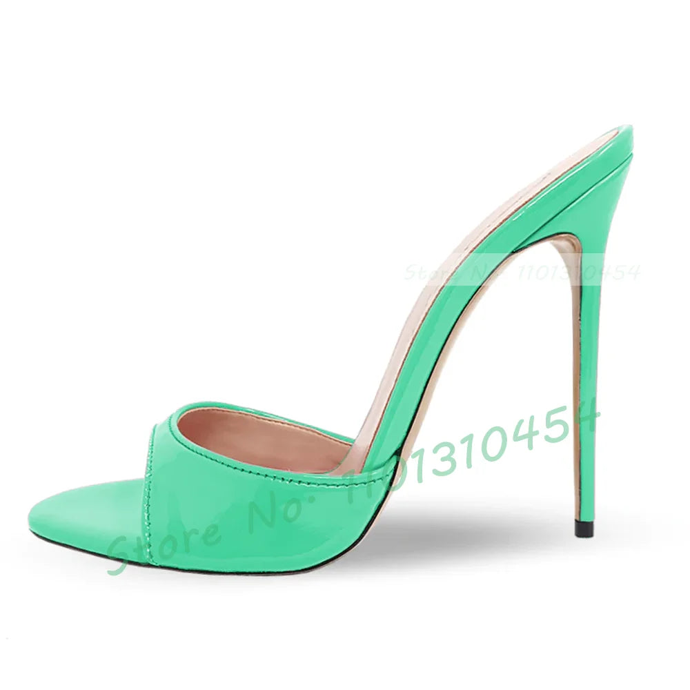 Snake‑Print Open‑Toe Stiletto Slides