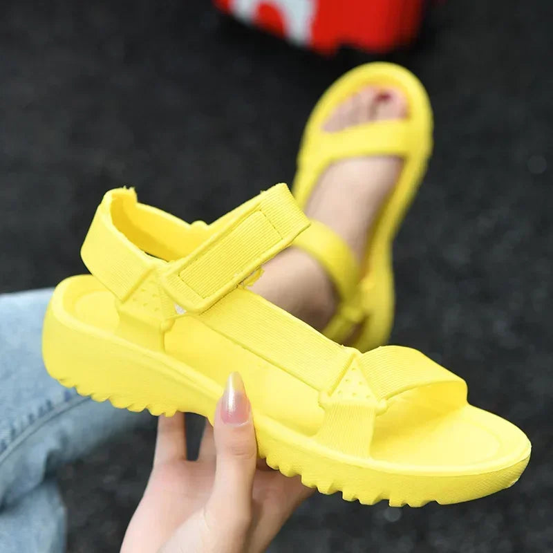 Sandals Woman Summer 2025 New Fashion Platform Sport Casual Flat Sandals Non-slip Outdoor Beach Sandalias Chaussure Femme