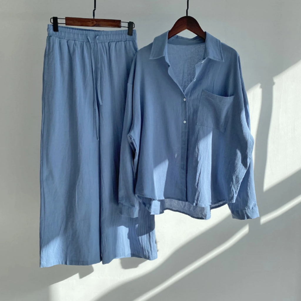 Sprind Summer Cotton Linen Women's 2 Piece Sets Outfits Printed Elegant Casual Plus Size Matching Set Women's Suit Blouse Pants