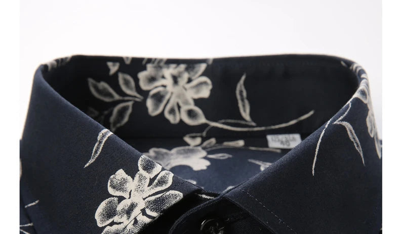 Men Long Sleeve Floral Print Shirt Brand Casual Fashion Button Up Printed Flower Shirts Dress Men Slim Fit Thin Clothing