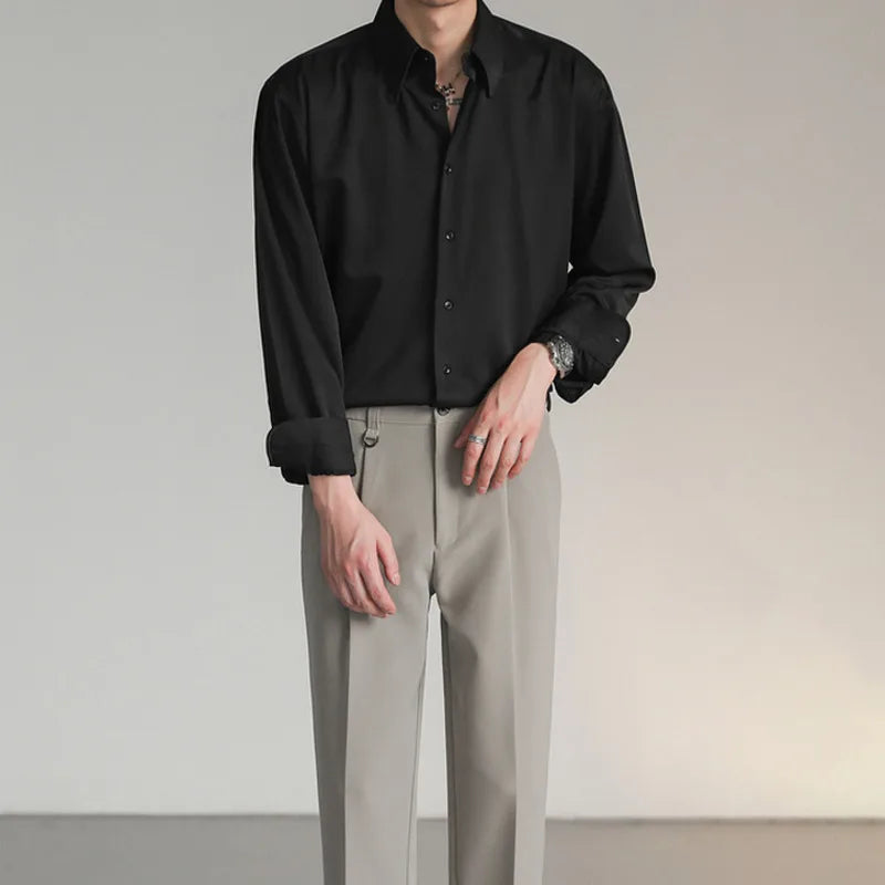 Korean Loose Ice‑Silk Shirt