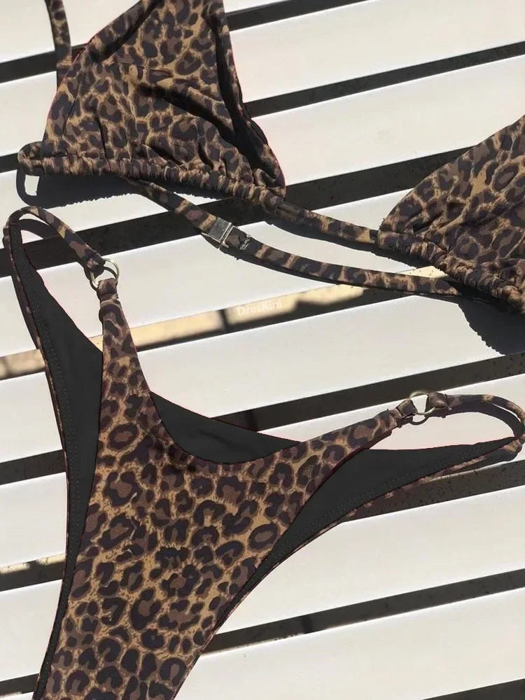 High‑Cut Micro Leopard Bikini