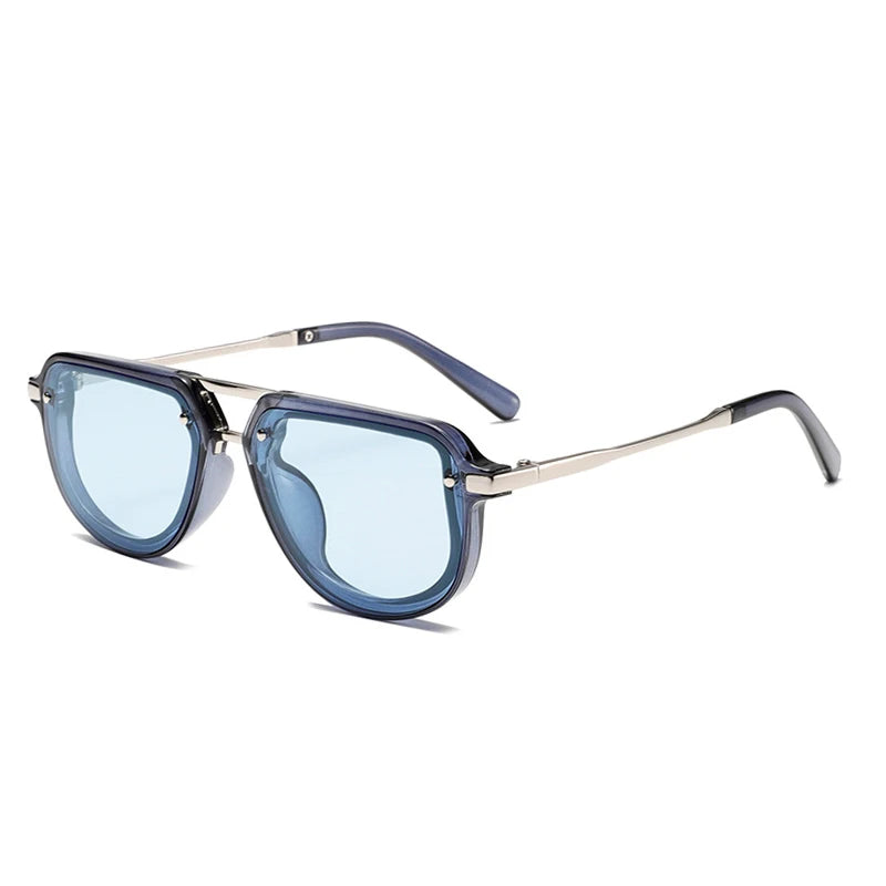 SHAUNA Retro Small Oval Women Luxury Sunglasses Fashion Rivets Blue Green Shades UV400 Men Trending Punk Sun Glasses