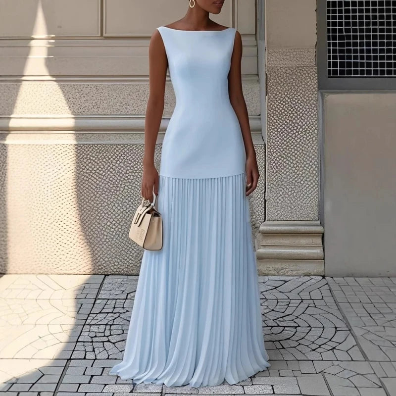 Women’s 2026 Spring/Autumn Two‑Piece Set – Elegant Pleated Dress with Matching Vest Overskirt for Parties & Fashion Wear
