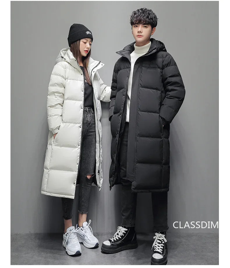 New Winter Duck Down Coats Men Hooded Long Puffer Jackets Unisex Casual Parkas Quality Couples Outdoor Windproof Warm Jackets 3X