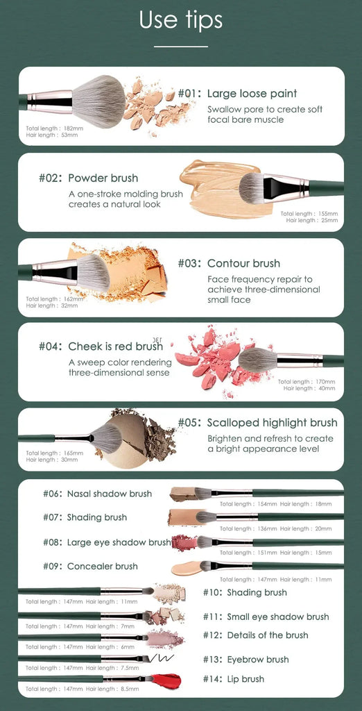 14‑Piece Soft Fluffy Makeup Brush Set – Professional Powder, Foundation, Blush & Eyeshadow Tools