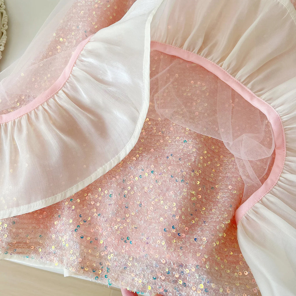 Girls Casual Dresses Sleeveless Bow Mesh Dress Princess Dress for Girls 2 To 7 Years Kids Clothes for Girls