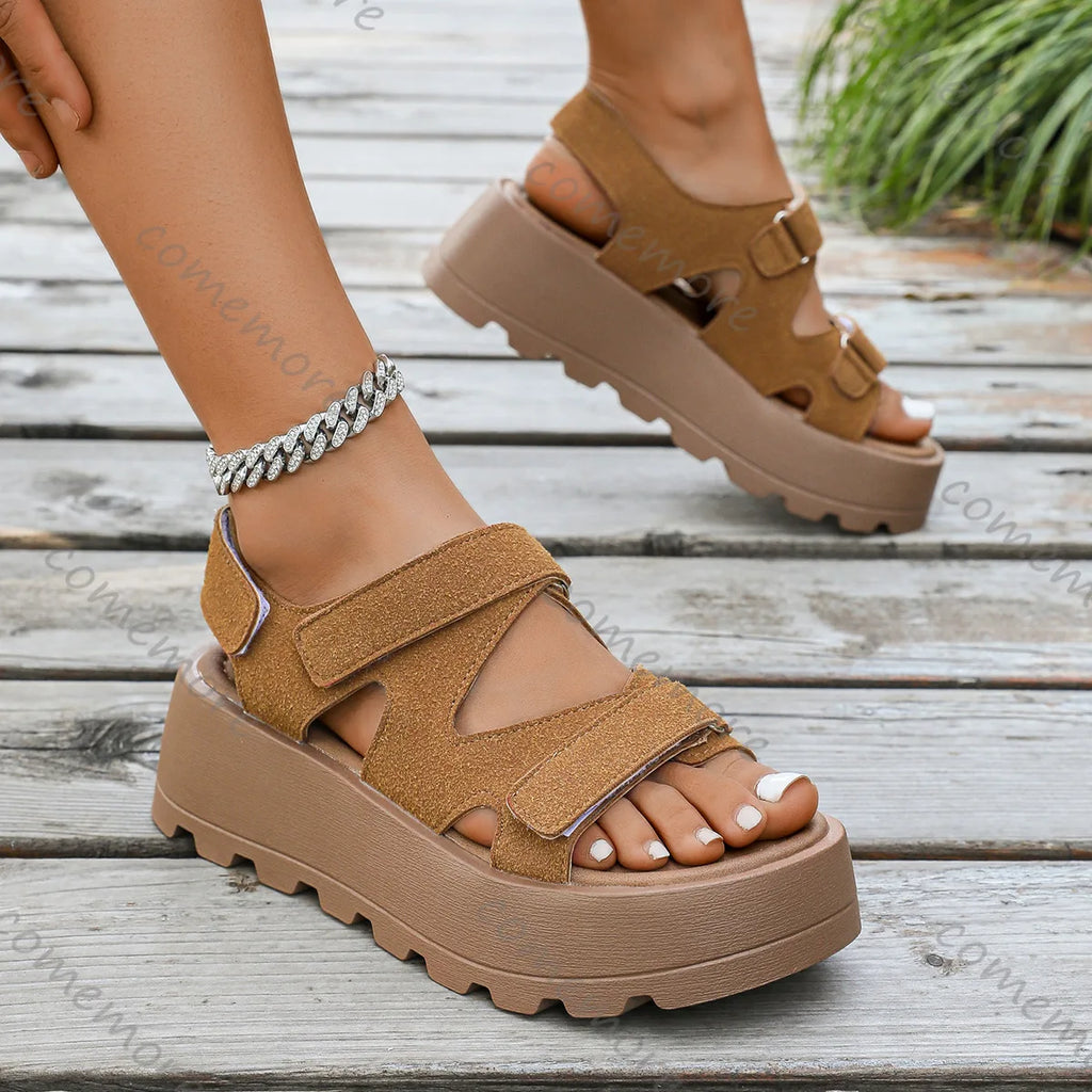 Women’s Retro Platform Sandals – Open Toe High‑Heel Summer Shoes | Casual Height‑Boosting Sandalias Femininas