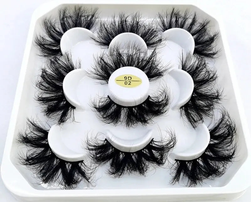 5 Pairs 25mm 3D Mink Eyelashes Bulk Russian Roll Fluffy Natural False Eyelash Dramatic Mink Lashes Makeup Tools Wholesale Lashse