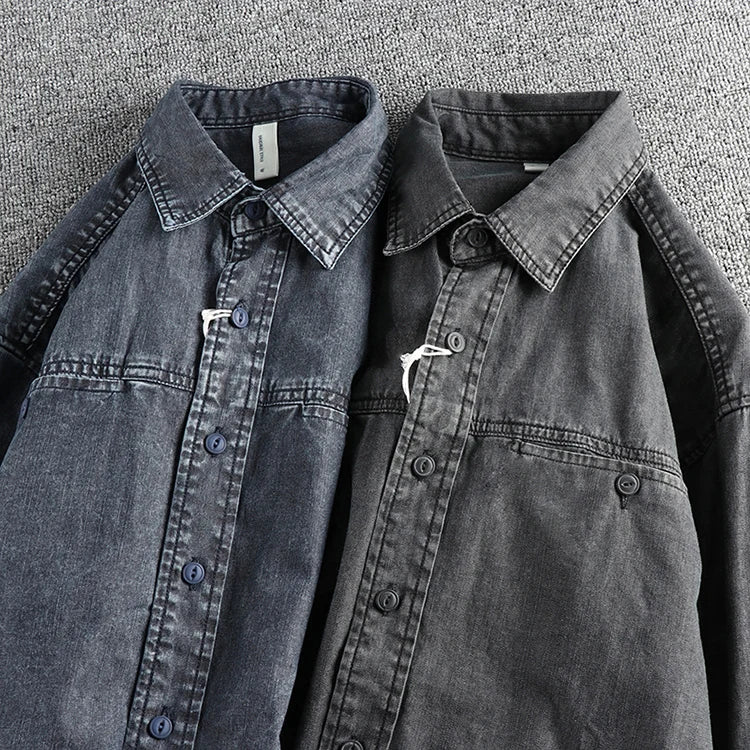 Heavy‑Washed Vintage Denim Shirt