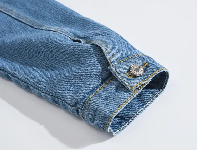 Men's Autumn Winter Solid Casual Jacket Denim Jacket Male Thickened Lamb Fleece Lined Warm Coats for Men Plus Size S-6XL
