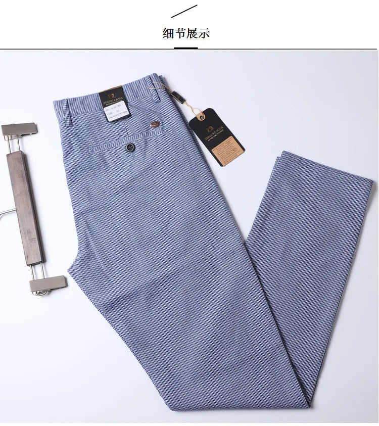 Slim Plaid Blue Suit Pants