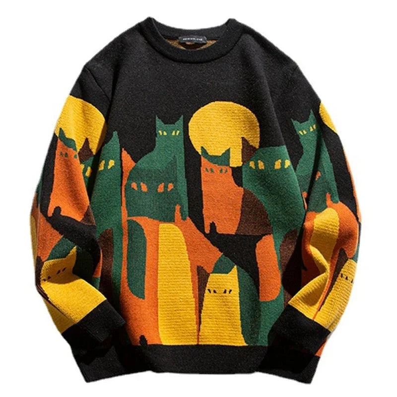 Harajuku Cat Print Sweater