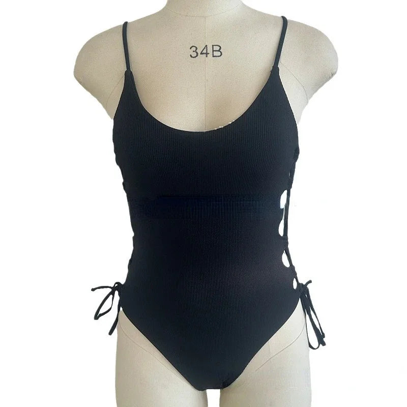 Women’s 2024 Hollow‑Out One‑Piece Swimsuit – Sexy Micro Monokini White Summer Beachwear