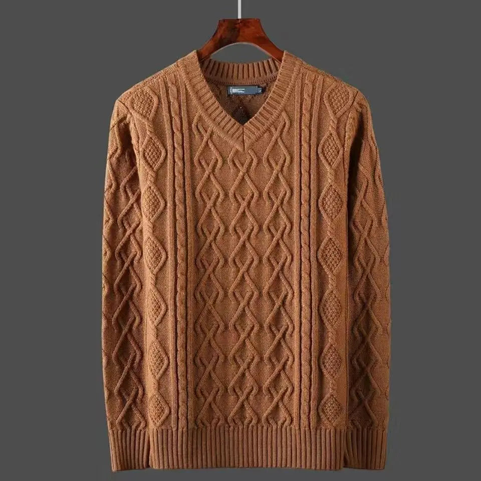 Men’s Solid‑Color Thickened Cardigan