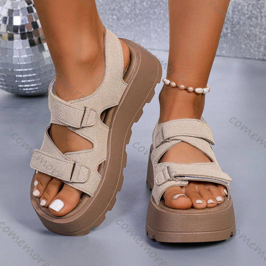 Women’s Retro Platform Sandals – Open Toe High‑Heel Summer Shoes | Casual Height‑Boosting Sandalias Femininas