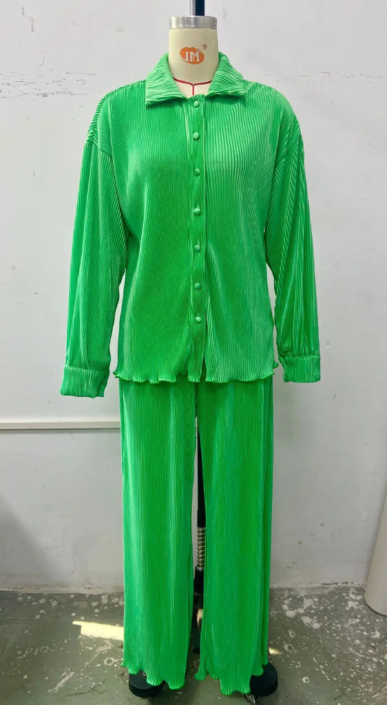 CM.YAYA Street Women's Set Long Sleeve Shirt Tops and Wide Leg Pants Elegant Tracksuit Two Piece Set Sweatsuit Fitness Outfits