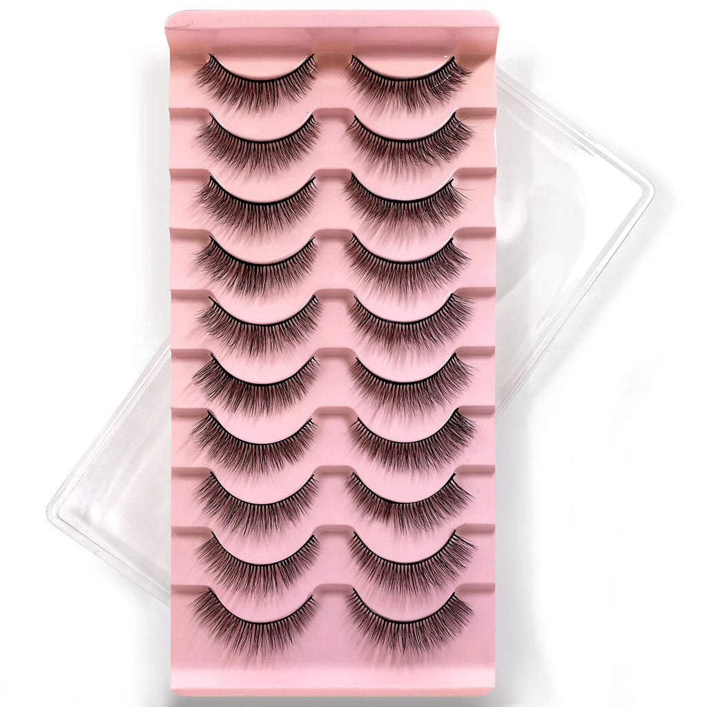 10Pairs Multipack 3D Mink Lashes False Eyelashes Handmade Wispy Fluffy Long Lashes Natural Eye Makeup Tools Eye Lashes H13 E08