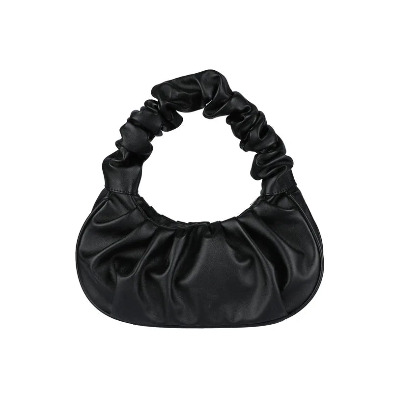 HOMEFISH Fashion Pleated PU Cloud Handlebags for Women Leisure Armpit Shoulder Bags Dumpling Handbag Female Shopping Hand Bags