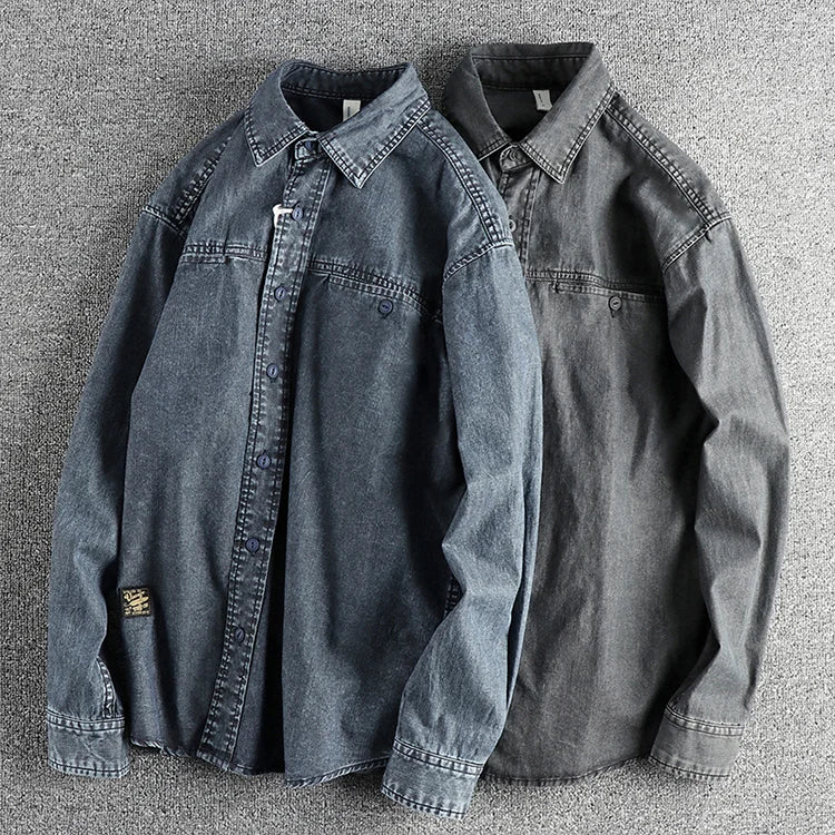 Heavy‑Washed Vintage Denim Shirt